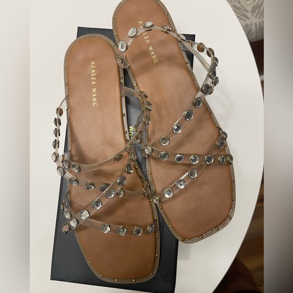 Clear PVC Studded Slides - AKIRA - Brand New Never Worn